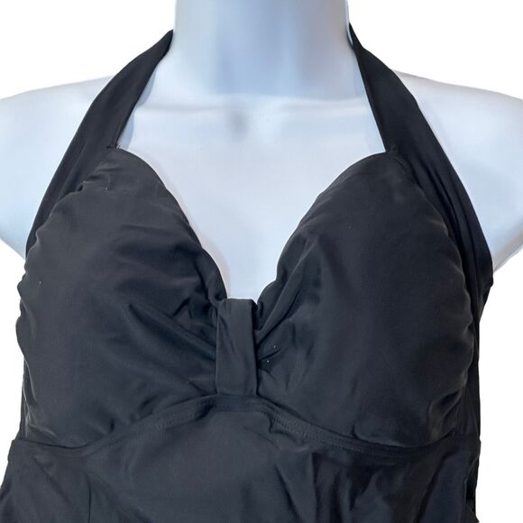 Kimi & Kai Halter Maternity Ruched Bodice One Piece Swimsuit Black Women M NWOT - Picture 5 of 10